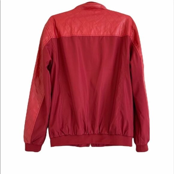 NWOT Tanming Slim Casual Bomber Jacket Size S Red - Picture 5 of 11